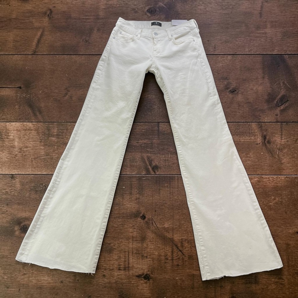 NEW 7 For All Mankind High Waist Slim Kick Jean 27 White Slim Illusion Luxe FLAW